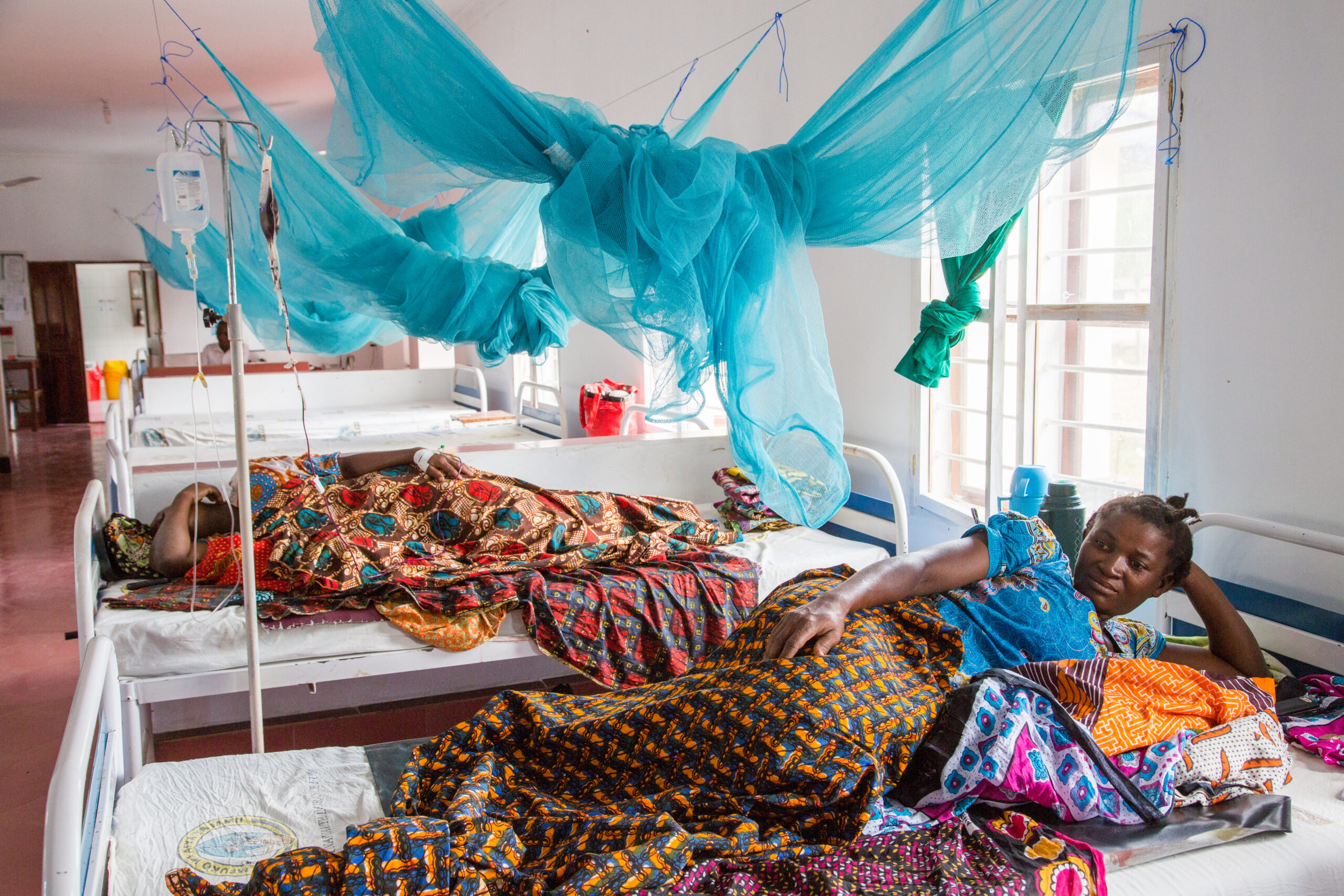 Women rest in the maternity ward of the Rufiji District Hospital, Utete village, Pwani Region, Tanzania on July 24, 2018. The hospital participates in the China-UK-Tanzania Malaria Control Pilot Project.