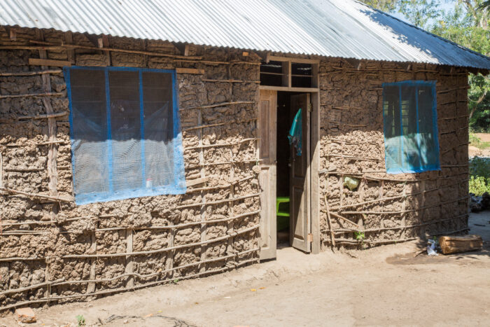 Netting is installed on the windows of a home in Mohoro village, Rufiji District, Pwani Region, Tanzania on July 25, 2018. Mohoro village participates in the China-UK-Tanzania Malaria Control Pilot Project.